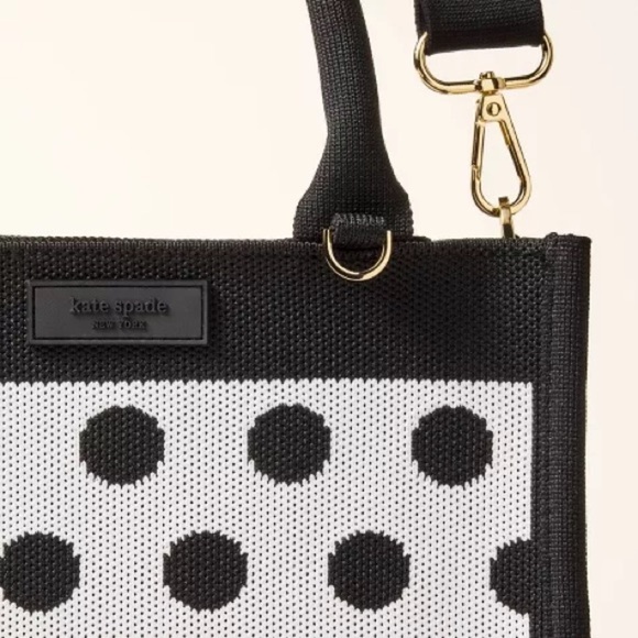 Polybagged Kate Spade x Target Polka Dot Knit Crossbody Bag, Black/White, NWT - Picture 5 of 6